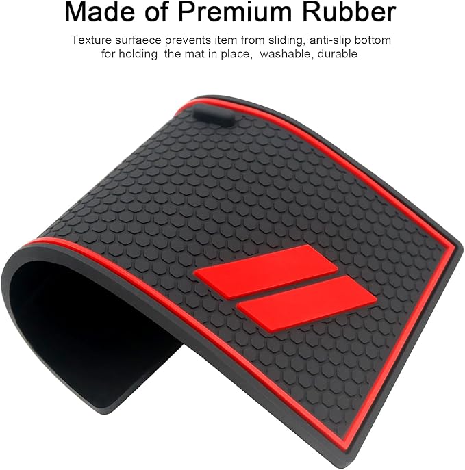 Center Console Mats for Durango Accessories 2014 2015 2016 2017 2018 2019 2020 Cup Holder Insert Coasters Custom Fit Cup Liners Pads Interior Decoration (Red Trim) - 5 Pcs Set
