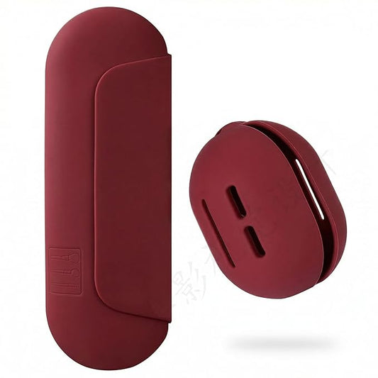 AGIKET 2-IN-1 Silicone Makeup Brush Holder with Beauty Makeup Sponge Holder Case: Soft Portable Cosmetic Face Brushes Holder with Upgraded Anti-Fall Out Magnetic Closure - Red