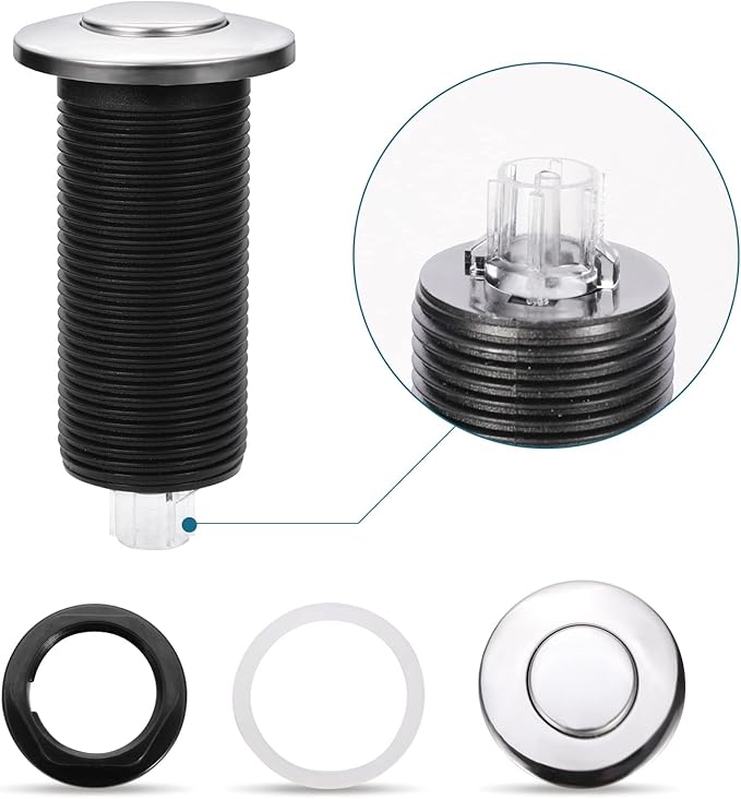 RQYEKDO Garbage Disposal Air Switch Kitchen Sink Top Long Stainless Steel Brushed Nickel Long 2.5" for Food and Waste Disposal On/Off Air Button Parts Black…