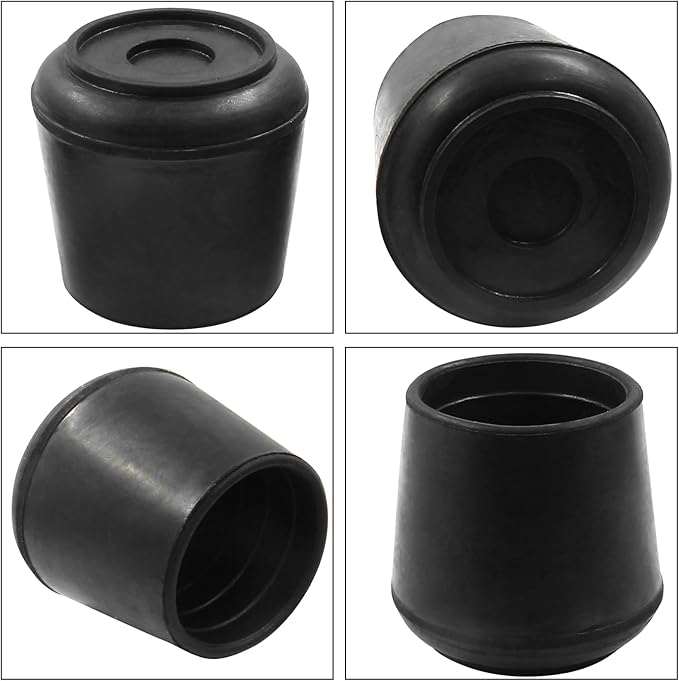 4Pcs 1-1/2 Inch (38mm) Chair Leg Tips Caps, Round Rubber Non-Slip Folding Chair Leg End Caps Black Furniture Table Feet Caps Floor Protector Cover for Hardwood Floors