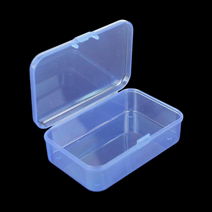 Goodma 12 Pieces Mini Rectangular Plastic Boxes Empty Storage Organizer Containers with Hinged Lids for Small Items and Other Craft Projects (Blue, 3.3 x 2.2 x 1 inch)
