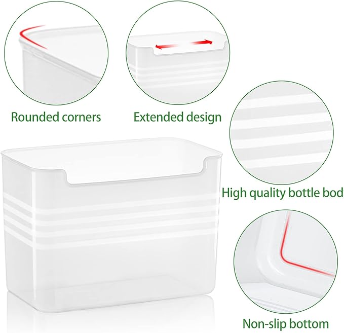 Poeland Refrigerator Organizer Box, Fridge Side Door Storage Containers Plastic Translucent Pack of 4