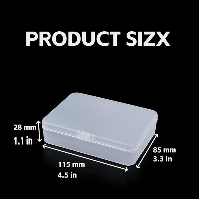 LJY 12 Pieces Rectangular Empty Mini Clear Plastic Organizer Storage Box Containers with Hinged Lids (4.5 x 3.3 x 1.1 inch, Frosted White)