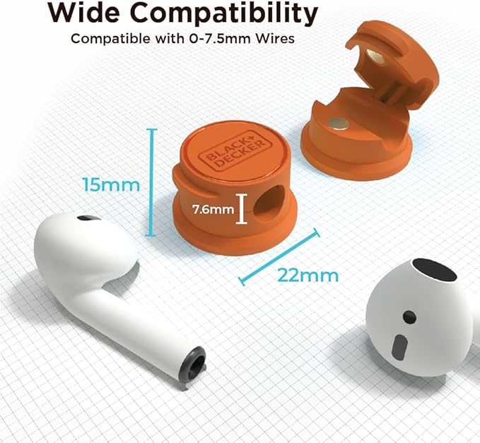 BLACK+DECKER Magnetic Cord Organizer Holder, 6 Pack Magnetic Cable Clips, Under Desk Cable Management, Strong Adhesive Cord Holder for Nightstand Kitchen Appliances Car Wall Office (Coral Rose)