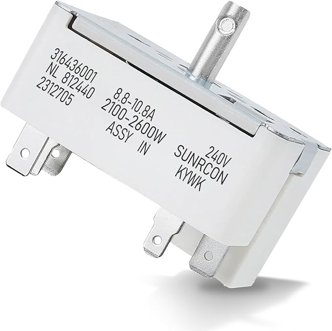 316436001 Surface Burner Control Switch Compatible with Frigidaire, for Kenmore Range Surface Element Control Switch 8 Inch, Replace for: 316436001 316021501 AP3885460 PS1145040 EA1145040 AH1145040