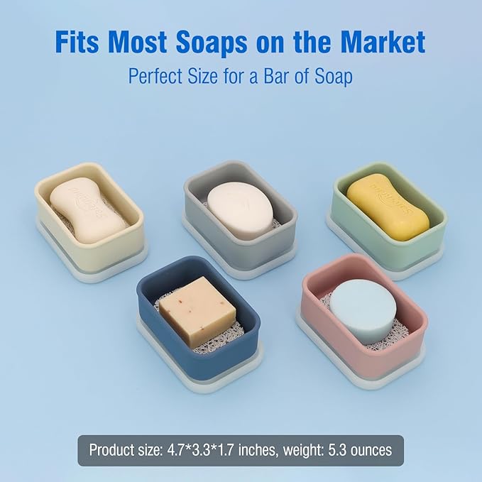 Enhanced Leak Proof Travel Soap Case, Compact Silicone Travel Soap Dish with Drainage Pad, Great for Gym, Camping, Bussines Trip (Black)