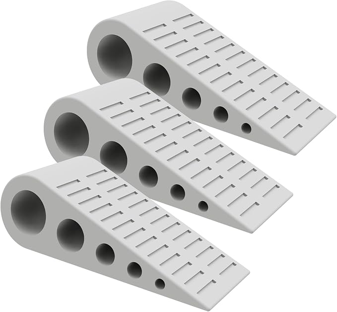 1.9 Inches Heavy Duty Door Stopper, 3 Pack Rubber Door Stop, Door Stoppers for Bottom of Door, Large Door Stopper Wedge for Home Office School (Grey)