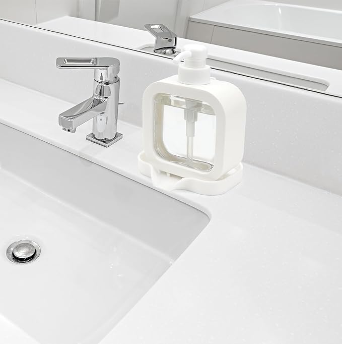 Yasmen Silicone Bathroom Soap Dishes, Sink Sponge Holder for Kitchen, 2Pcs Rubber Soap Dish with Drain, Shower Soap Sponge Tray, Sink or Counter Organizer for Bar Soap, Dish Soap Dispenser-Black/White