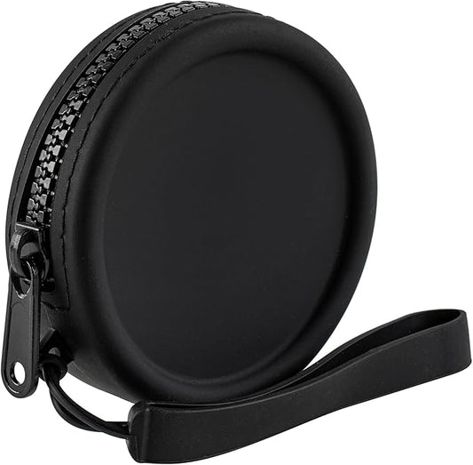 Small Silicone Makeup Bag for Women Round Purse Essentials Portable Cosmetic Accessories Organizer Small Travel Kit Storage Pouch (Black)