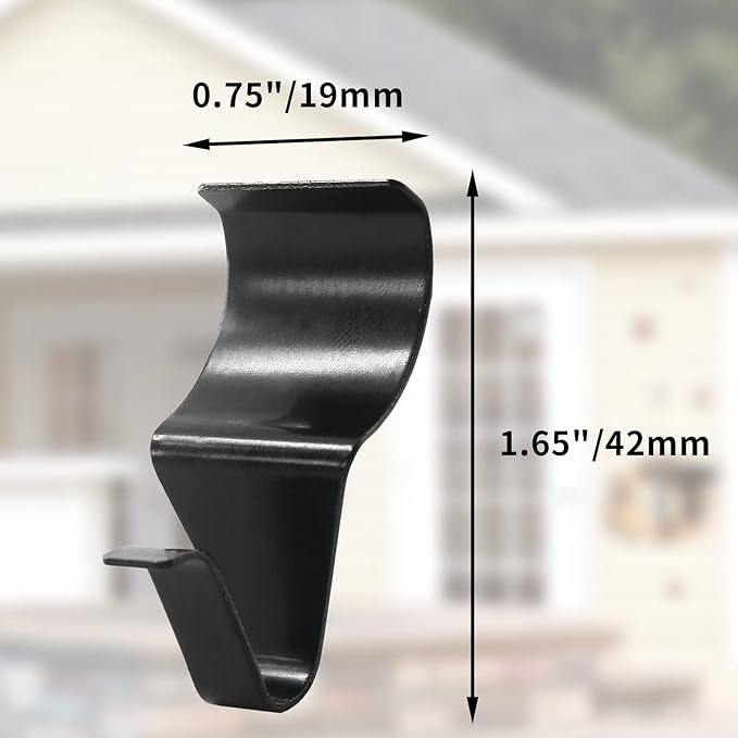 Biaungdo 24 Pcs Heavy Duty Stainless Steel Black Vinyl Siding Hooks, No Hole Needed Low Profile Siding Clips for Hanging Wreath, Outdoor Christmas Decorations