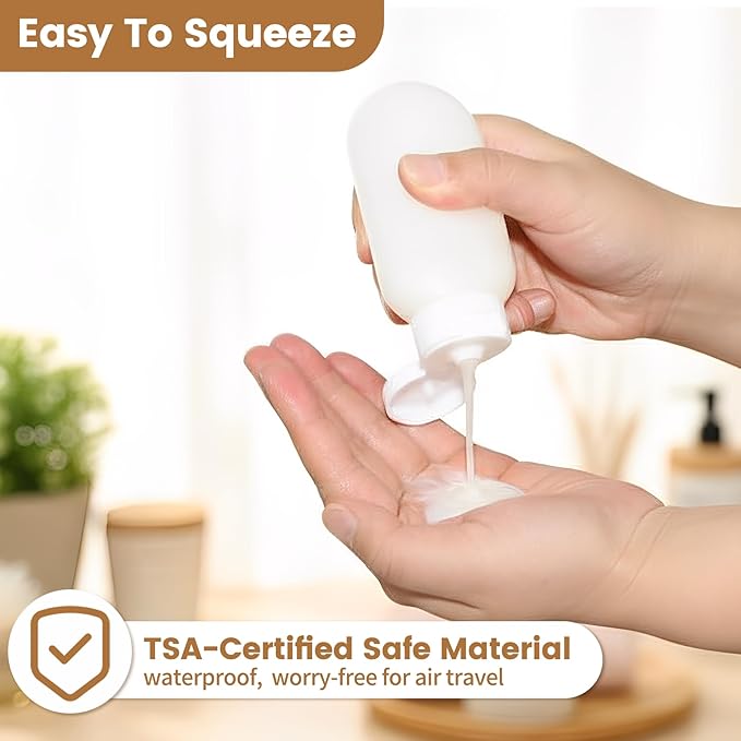 Vitog Travel Bottles Kit, TSA Approved Leak Proof Portable Toiletry Containers Set, Clear PET Flight Size Cosmetic Containers for Lotion, Shampoo, Cream, Soap, Bring a soft bottle，Set of 11 (white)