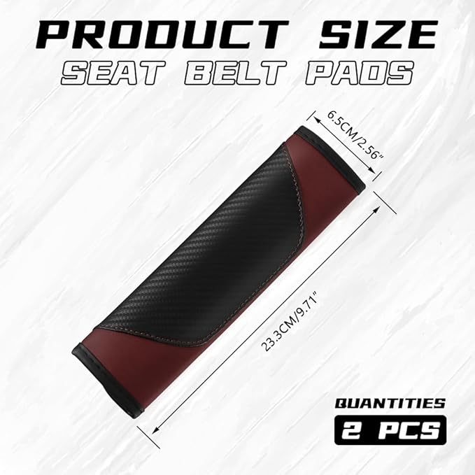 2PCS Car Seat Belt Cover Pad, Soft Carbon Fiber Leather Seatbelt Shoulder Protector for a More Comfortable Driving, Universal Safety Belt Strap Cover to Protect Your Neck (Wine Red)