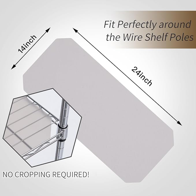 Poofzy Wire Shelf Liner 14" X 24", Non-Adhesive Plastic Shelf Liners for Wire Shelving, Waterproof Protector Mats (10PK, Gray)
