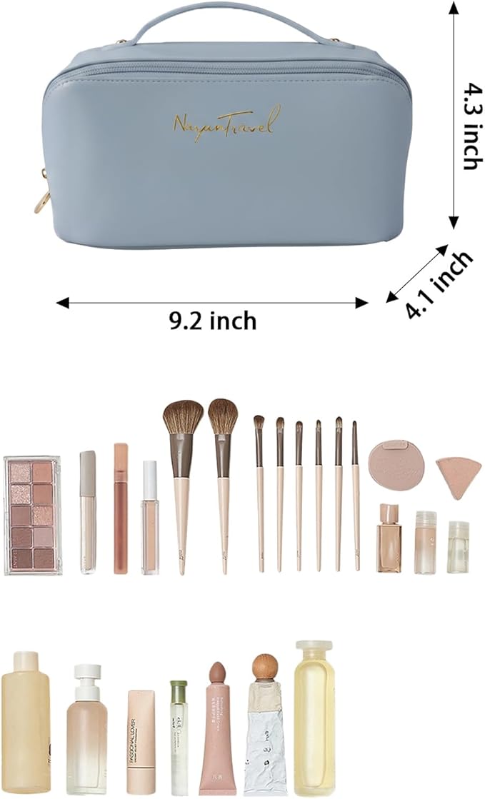 Travel Makeup Bag,Large Capacity Cosmetic Bags for Women,Waterproof Portable Pouch Open Flat Toiletry Bag Pattern Makeup Bag