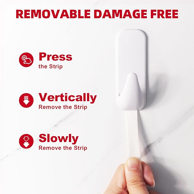 Wall Hooks for Hanging Heavy Duty 35pcs, Towel Hanger for Bathroom with 40 no Damage Adhesive Strips Medium, Dorm Essentials forwreath,hat,Coat