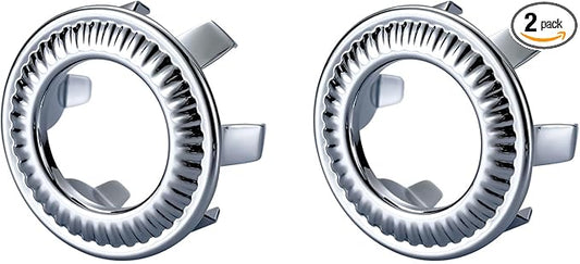 2 Pack Sink Overflow Ring, WOWOW Bathroom Kitchen Sink Basin Trim Copper Overflow Cover Hole Insert Cap, Vanity Sink Trim Rings (Chrome)