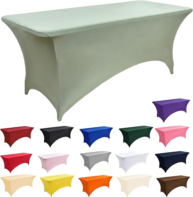 ZarzaaSik 118 2-Pack 4ft Spandex Table Covers for Rectangular Folding Tables - Wrinkle Resistant Stretch Tight Table Cloths - Ultimate Fitted Table Protector for Parties, Banquet, and Wedding