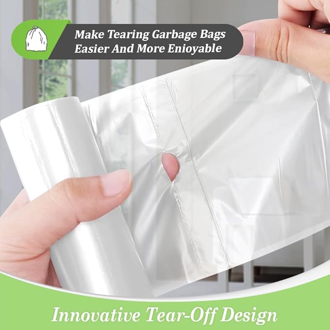 1 Gallon 110 Counts Strong Trash Bags Garbage Bags by Teivio, Bin Liners, for home office kitchen (Clear)
