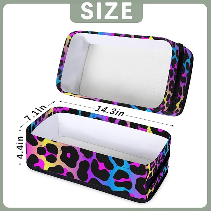 Cheetah Rainbow Small Bathroom Baskets for Toilet,Foldable Toilet Paper Tank Basket Organizer for Towels Storage Decorative Open Storage Bins for Home,Closet,Containers,Cabinet