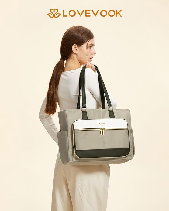 LOVEVOOK Lunch Tote Bag for Women, Work Bag with Insulated Lunch Compartment, Laptop Bag, Large Lunch Bag for Teacher, Daily