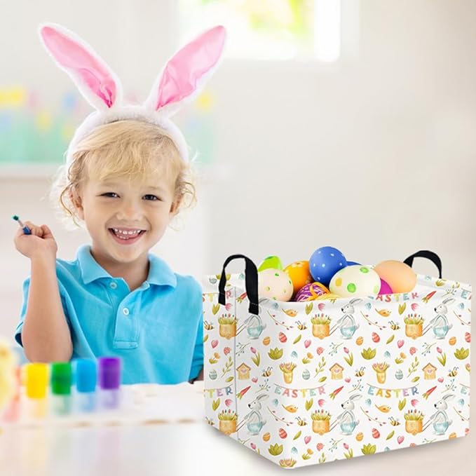 Rectangular Easter basket,Easter basket empty,Kids Storage Baskets for kids Bedroom,Gift bin,Kids Storage Bin,Easters gift baskets,Kids home Decor(Bee Easter egg)