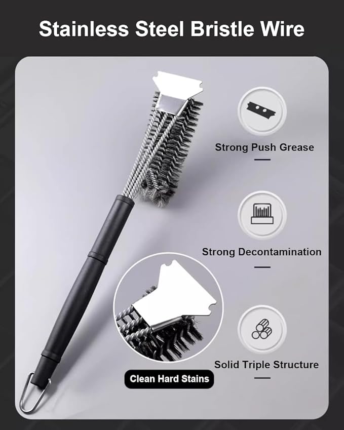Grill Brush Grill Cleaning Kit, Grill Cleaner BBQ Grill Accessories Grill Rescue Brush, Grill Brush for Outdoor Grill BBQ Brush for Grill Cleaning (Pack of 1)