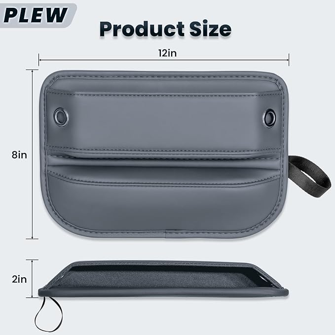 PLEW 2-Pack Car Seat Gap Filler, Premium Leather Console Organizer Universal Fit for Car SUV Truck Multi-Purpose Essentials Organizer - Anti-Drop Auto Interior Accessories (Chogori Gray)