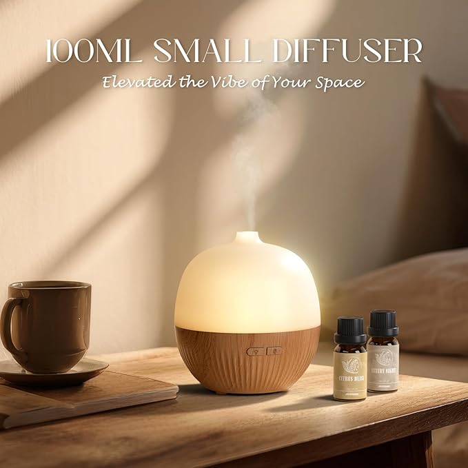ARVIDSSON Essential Oil Diffuser 2 Pack, 100ml Aromatherapy Diffuser with Mood Light, Ultrasonic Oil Diffusers for Home, Small Diffuser for Essential Oils, Gift for Women