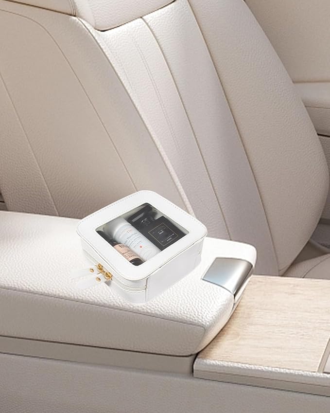 Small Clear Makeup Bag for Women, Mini Cosmetic Bag Portable Makeup Pouch Organizer with Zipper Waterproof Travel Cosmetic Case Cute Travel Toiletry Bag Car Organizer for Essentials