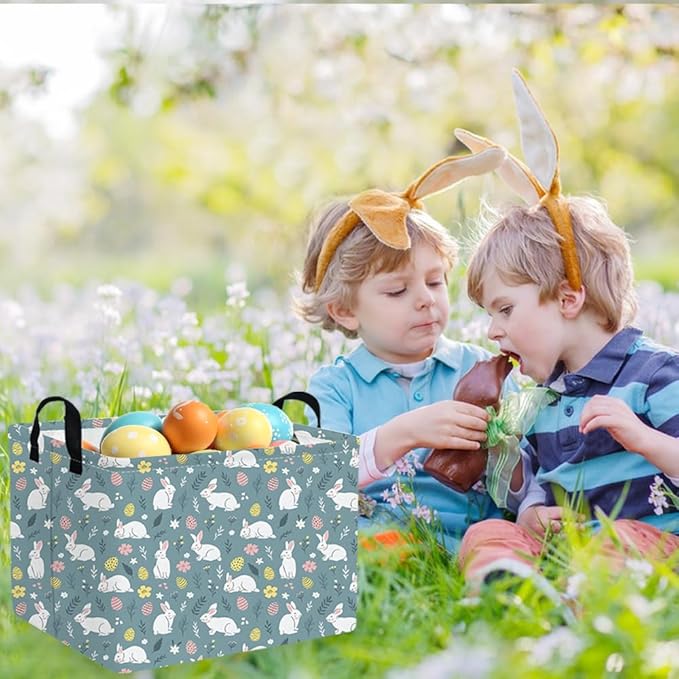 Rectangular Easter basket,Easter basket empty,Kids Storage Baskets for kids Bedroom,Gift bin,Kids Storage Bin,Easters gift baskets,Kids home Decor(Cute rabbit Easter egg)