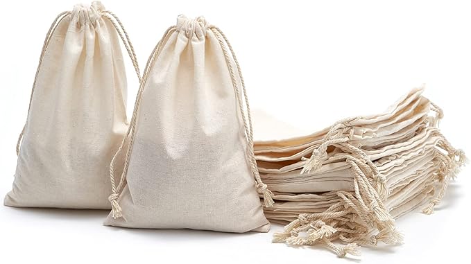 Tendwarm 20 Pack 5.9x7.8 Inches Cotton Drawstring Bags Reusable Muslin Sachet Bag for Party Wedding Storage Home Supplies