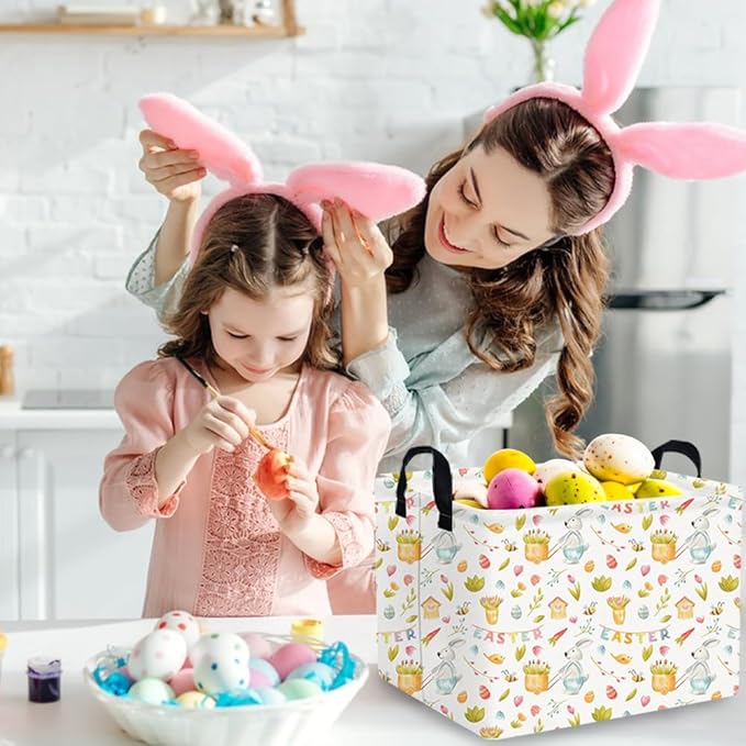 Rectangular Easter basket,Easter basket empty,Kids Storage Baskets for kids Bedroom,Gift bin,Kids Storage Bin,Easters gift baskets,Kids home Decor(Bee Easter egg)