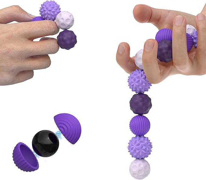 8PCS Sensory Fidget Balls For Adults & Teens,Magnetic Attraction Stress Balls With Silicone Shell-To Calm Restless Hands and Anxious Mind, Quiet Desk Fidget Toys for Office Travel Toys Gift (Purple,8)