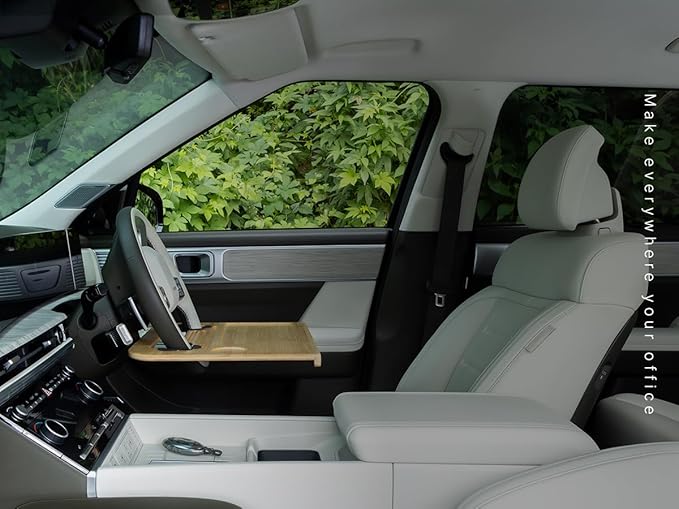 2 in 1 Steering Wheel Tray – Car Tray & Food Table – Car Essentials Double Sided Bamboo Car Desk for Laptop, Eating & Reading – Fits up to 17" Laptop