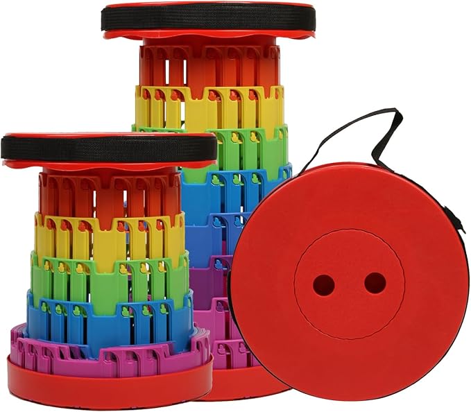 2025 Collapsible Stool Chair, Upgraded Folding Stool for Adults Lightweight, Sturdy, Adjustable, Portable, Foldable Seat Sturdy Stools for Outdoor Camping Fishing Hiking Gardening BBQ