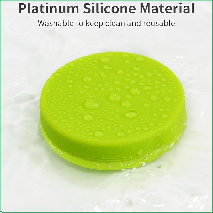 2 Pack Small Pill Box,3 Compartment Round Silicone Travel Pill Box for Purse Pocket, Waterproof Portable Compact Medicine Holder for Vitamin, Cod Liver Oil, Supplement(Green+Teal)