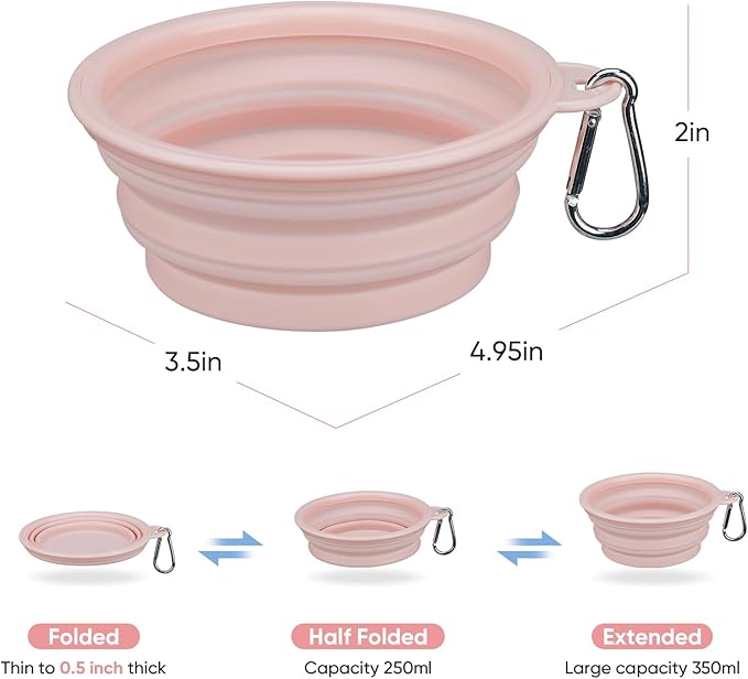 2-Pack, LeeRound Portable Dog Bowl,Food-Grade Silicone Collapsible Dog Bowls Small, Dogs Bowl Travel for Water Food Walking and Hiking