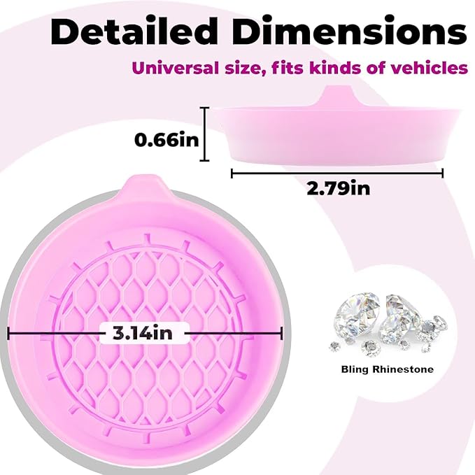2 PCS Car Cup Coasters, Universal Cup Holder Coaster for Car Accessories, CupHolders Insert for Women Non-Slip Silicone Car Cup Holder Coasters