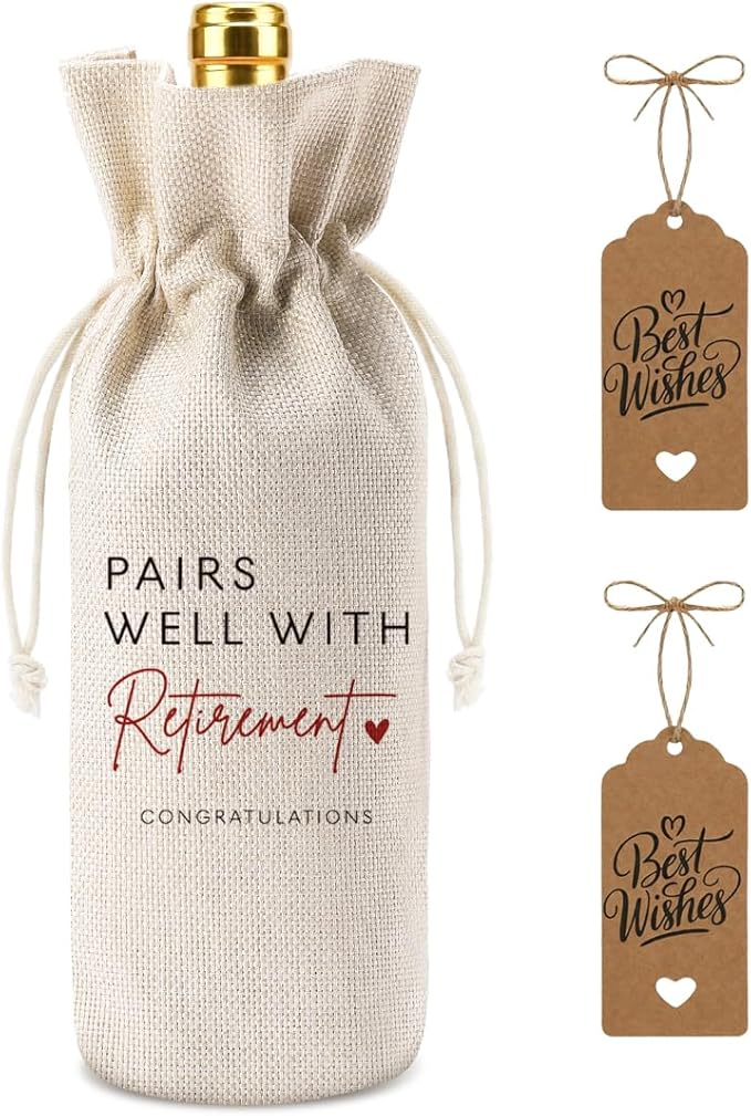 XFW 1Pcs Retirement Wine Bag Retirement Gifts for Women Men Pairs Well With Retirement Wine Bag Farewell Gifts for Coworkers Going Away Gift for Friends Boss
