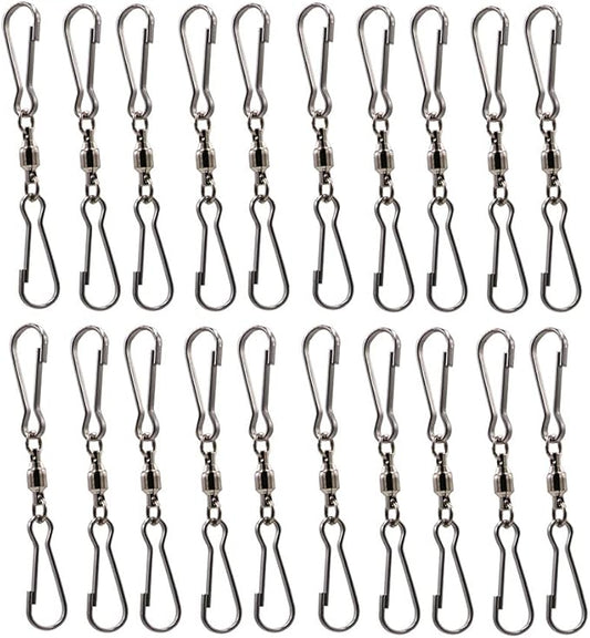 LGEGE 20PCS Smooth Spinning Dual Clip Swivels Wind Spinner Hangers Spiral Tails Twisters Wind Socks, for Spinning Windsocks and Any Kites, Flower Pots, Plants, Bird Feeders, Solar Lights, Flags