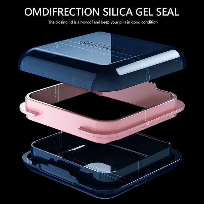 Small Pill Case, Travel Pill Box, Portable Pill Container for Purse or Pocket, Daily Medicine Organizer Waterproof 4 Compartment Compact Pill Holder for Vitamins, Supplements, Medication