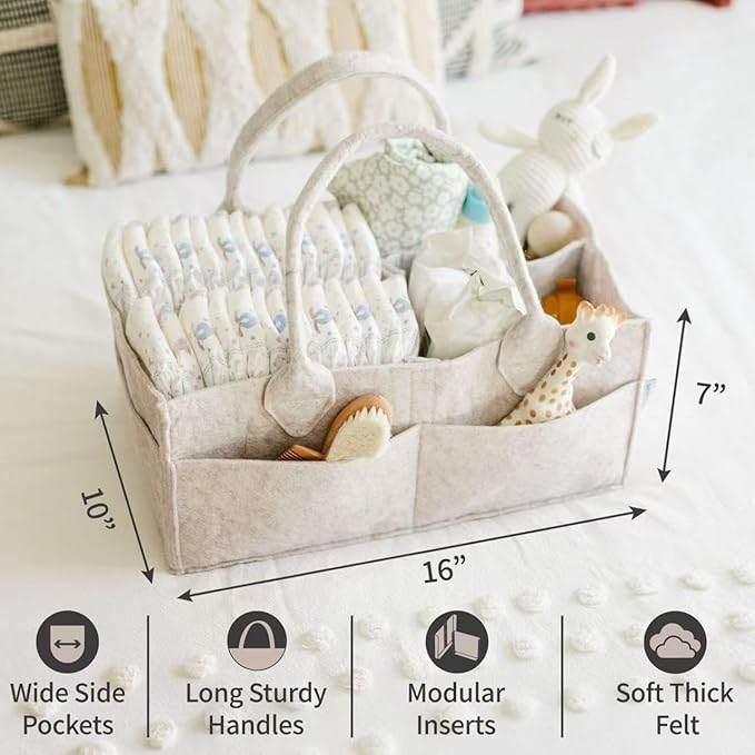 PUTSKA Baby Diaper Caddy Organizer - Nursery Storage Basket for Diaper Station, Baby Basket Shower Gifts List and Registry Must-Haves, Newborn Essentials, Nursery Decor for Boy or Girl-DarkMocha,XL