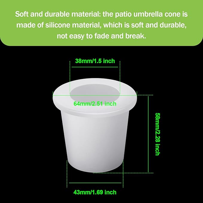 Outus Patio Table Umbrella Hole Ring Umbrella Cone Wedge Plug Umbrella Stabilizer Sleeve for 2 to 2.5 Inch Patio Table Hole and 1.5 Inch or Umbrella Pole Adapter (Transparent, 4 Pieces)