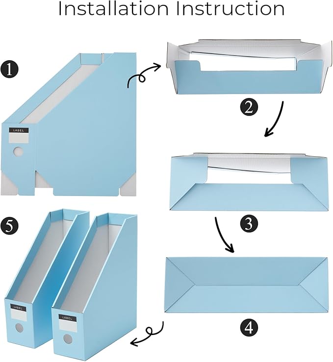 Y YOMA Cardboard File Magazine Holder, Pastel Color, 12 Pack Desktop Binder Holder with Labels Vertical File Storage Foldable Organizer Box, for Office Classroom Home Workspace