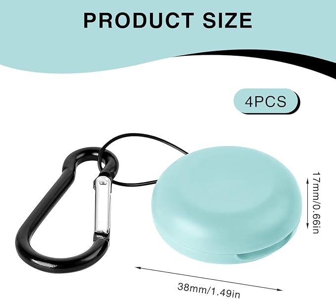 4PCS Mini Earplug Storage Case with Keychain Clip, Blue and Black