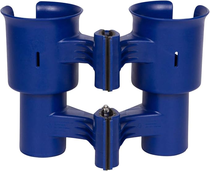 ROBOCUP, (Navy), Patented Boat Cup Holder, Clamp on Portable Storage Caddy Securely Holds 2 Drinks, Fishing Poles, Tools, Marine Gear | Perfect for Boating, Beach Umbrellas, Golf Carts