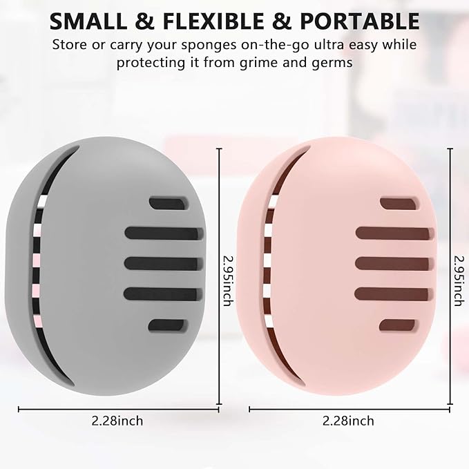 4 Pcs Beauty Blender Holder | Double-sided Breathable Silicone Make-up Sponge Holder Case for Travel or Daily,Shatterproof Beauty Blender Sponge Storage Easy to Clean,Grey+Khaki+Pink+Pink