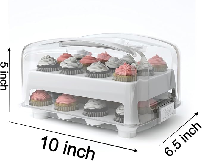 Top Shelf Elements MINI Cupcake Box. NOT For Standard Size Cupcakes. Fashionable White Carrier Holds 24 MINI-Size Cupcakes, Cupcake Traveler,