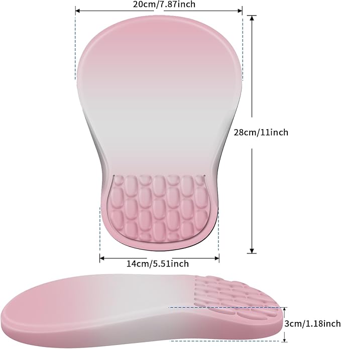 YIWEI Ergonomic Mouse Pad with Wrist Rest - Comfortable Office Mousepad with Memory Foam Wrist Support for Carpal Tunnel Relief, Mouse Pads with Non-Slip Base for Gaming and Home (Gradient Pink)