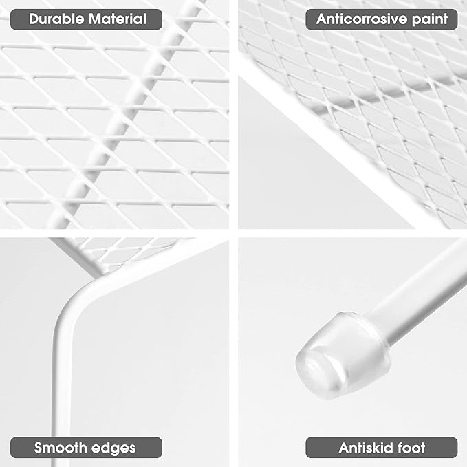 Lonian Kitchen Cupboard Organiser - Home Storage Shelf Wire Rack (2-Pack) for Cabinets, Countertops, Pantries | Rust-Proof, Space Saving, White